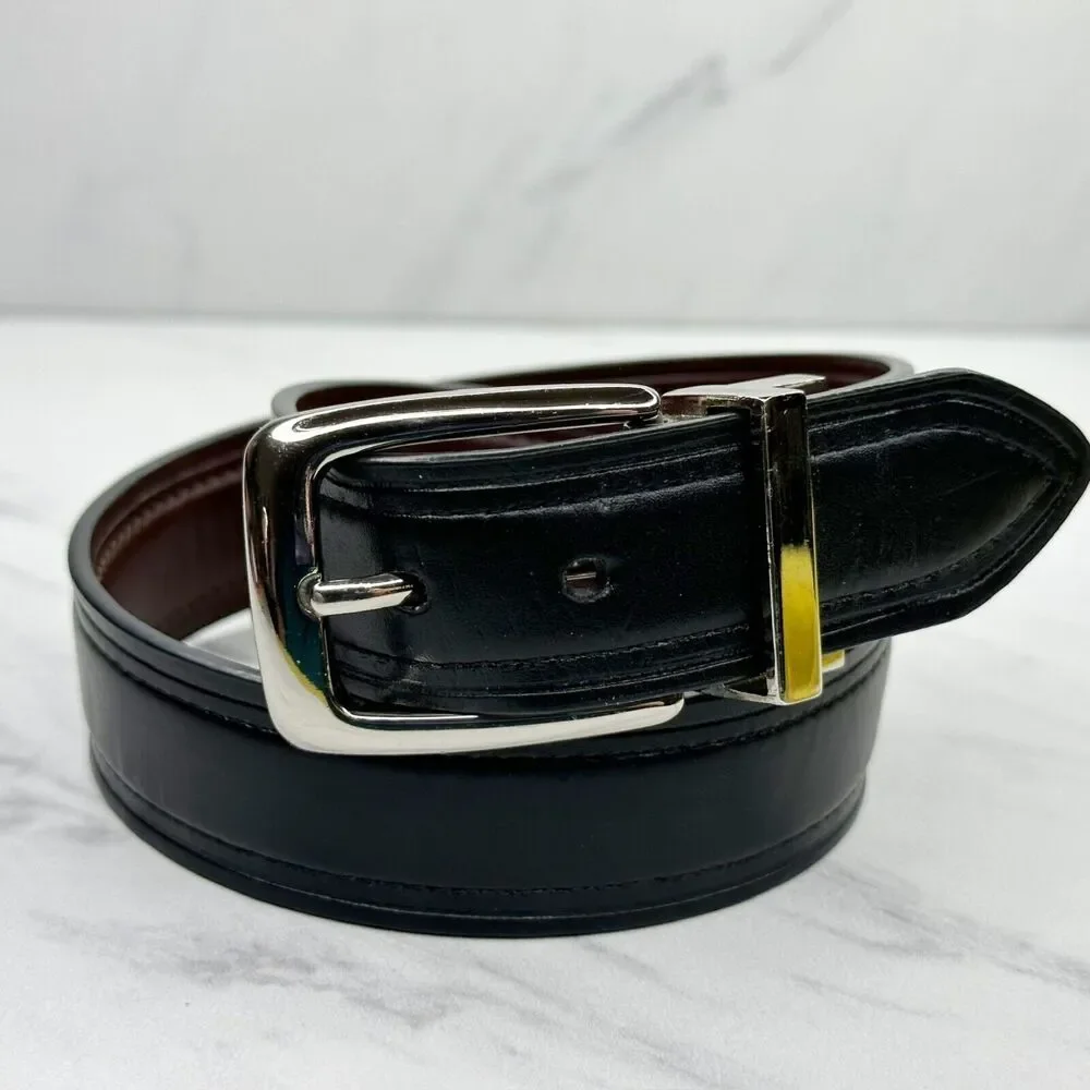 Chaps Black and Brown Faux Leather Reversible Belt Size Small S Kids Youth
